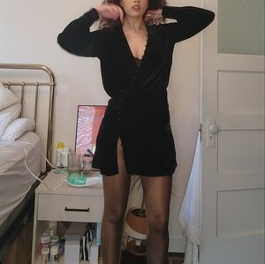 Black velvet-ish mini dress